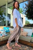 Izi Cheesecloth Button Tee White